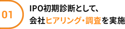 01 IPO初期診断として、会社ヒアリング・調査を実施